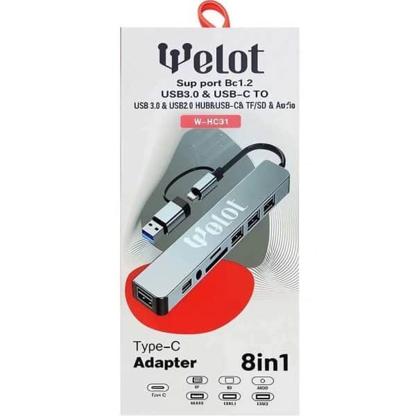 هاب 8 کاره WELOT W-HC81 TYPE-C & USB